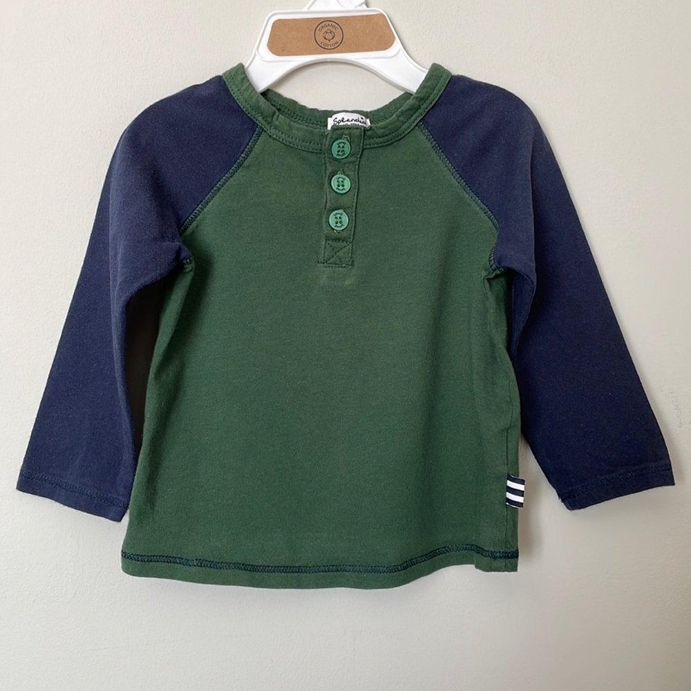 Splendid Boys Long Sleeve Shirt, 12-18 Months, Blue & Green